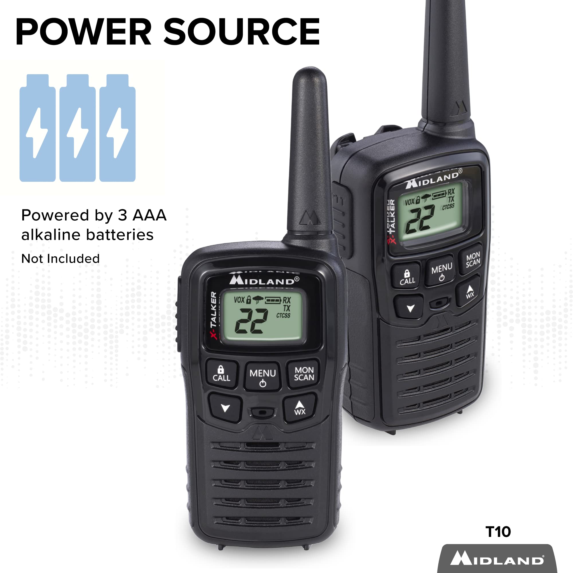 Midland� T10 X Talker Two Way Radios   22 Channels   Long Range Walkie Talkies, 38 Privacy Codes   Best Family Camping Radio   2 Pack